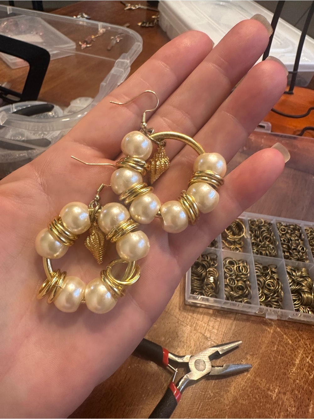 Gold Hoop Earrings with Pearl Beads – Women’s Fashion Jewelry